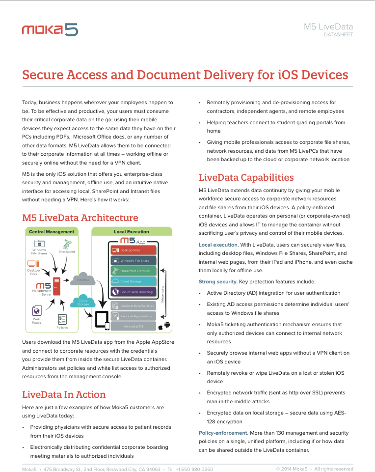 mokafive-livedata-datasheet