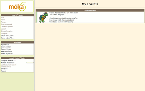 LivePC UI Screenshot